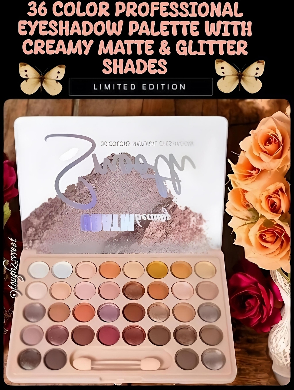 🆕️36 COLOR PROFESSIONAL EYESHADOW PALETTE WITH CREAMY MATTE & GLITTER SHADES